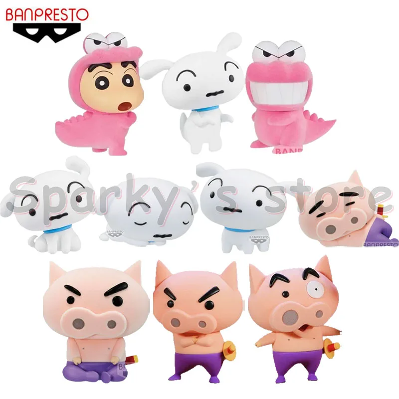 Bandai Original Fluffy Puffy Crayon Shin-chan Anime Figure Crayon Shinchan Action Figure Toys for Boys Girls Kids Birthday Gifts