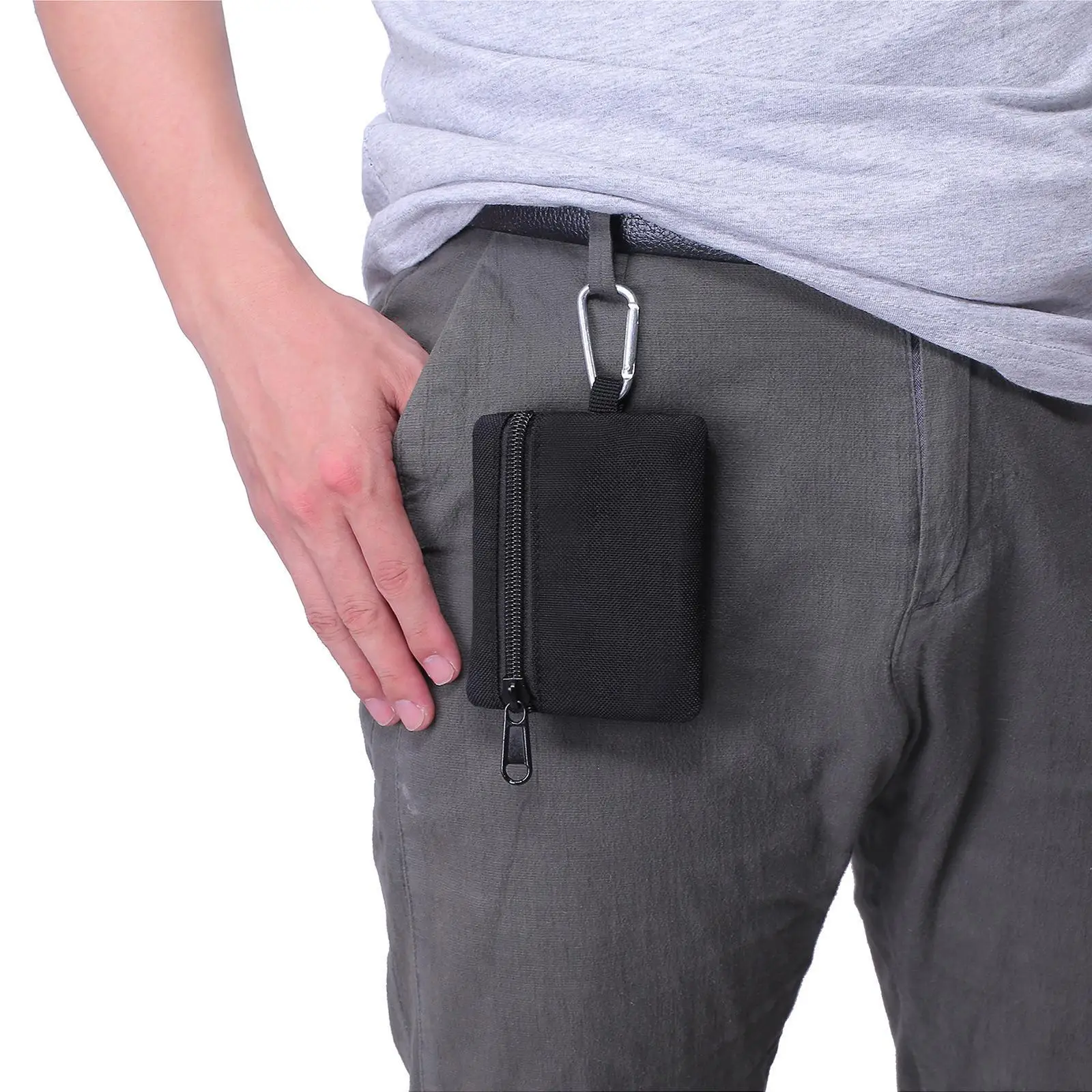 Mini Keychain Pouch Zipper Lightweight Multi Pocket Little Change Wallet Waist Pack ID Card Holder for Hiking Traveling Camping