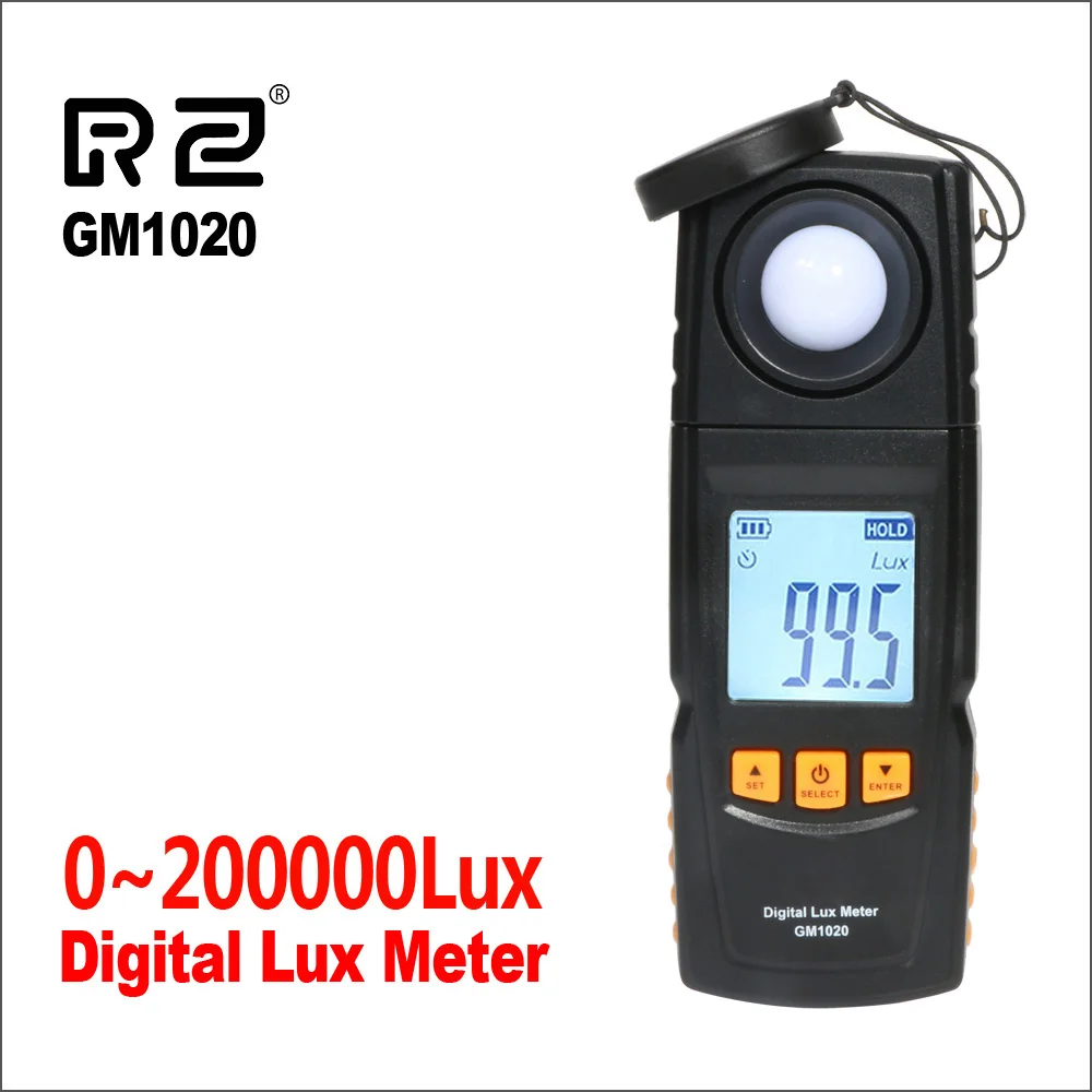 

RZ Light Luxmeter Digital Spectrometer Photometer 0~200000 Lux Illuminometer Luminometer Handheld Photometer Lux/FC LM Tester