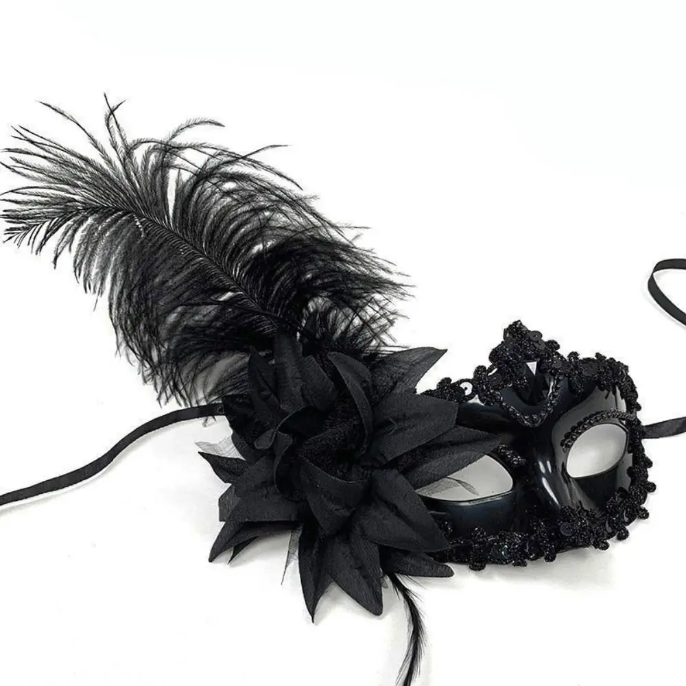 Rhinestone Half-Face Mask Flower Seductive Style Feather Mask Fancy Prom Cosplay Masquerade Ball Mask