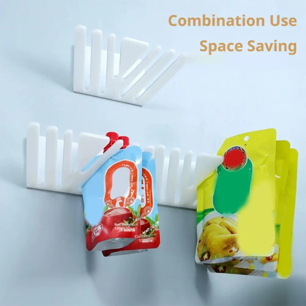 2Pcs Kitchen Wall Mounted Storage Rack Adhesive Spice Bag Holder No Drill Cabinet Door Hanging Hooks Organizer Shelves For Home