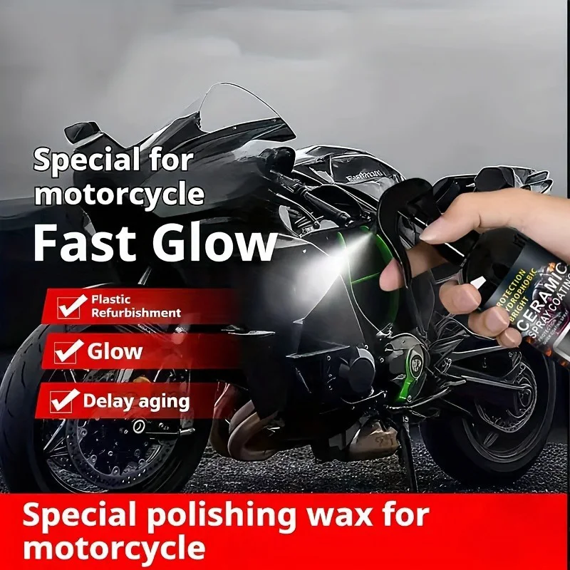 1 Durable Motorcycle and Car Polishing Wax - Liquid Ceramic Coating Sealant, Scratch-Resistant Gloss, Non-Greasy Formula, Suitab