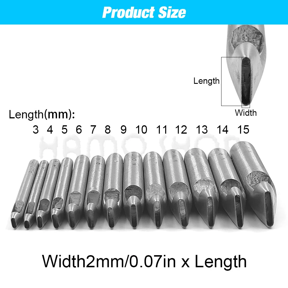 2mm/3mm Width Leather Oval Shape Hole Punch Leather Tools Steel Craft Hollow Hole Punch Leather Belt Hole Punch DIY Tool for bag