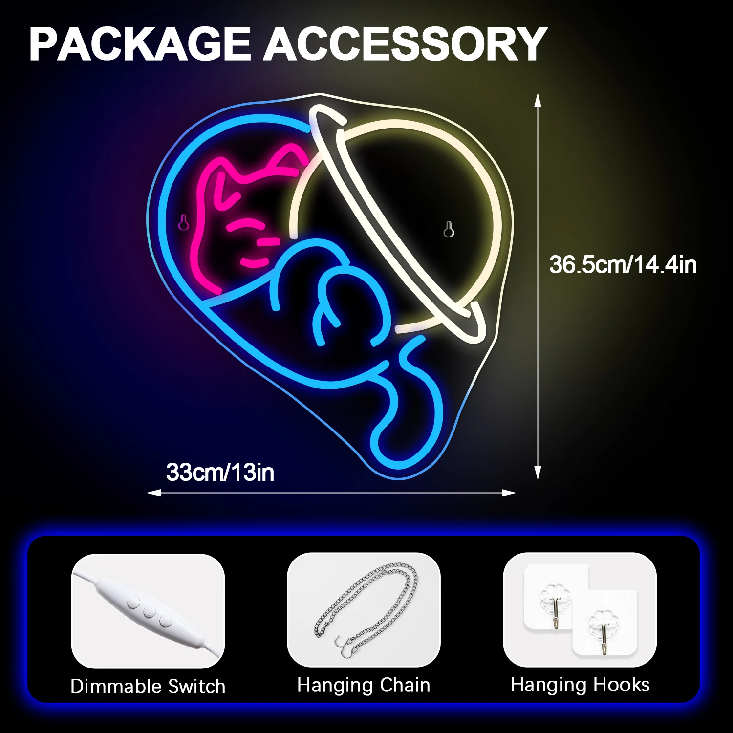 Astronaut Cat Planet Neon Sign For Wall Decor Creative Room Decoration For Kid's Bedroom Home Party Bar Club USB Lamp Nice Gift