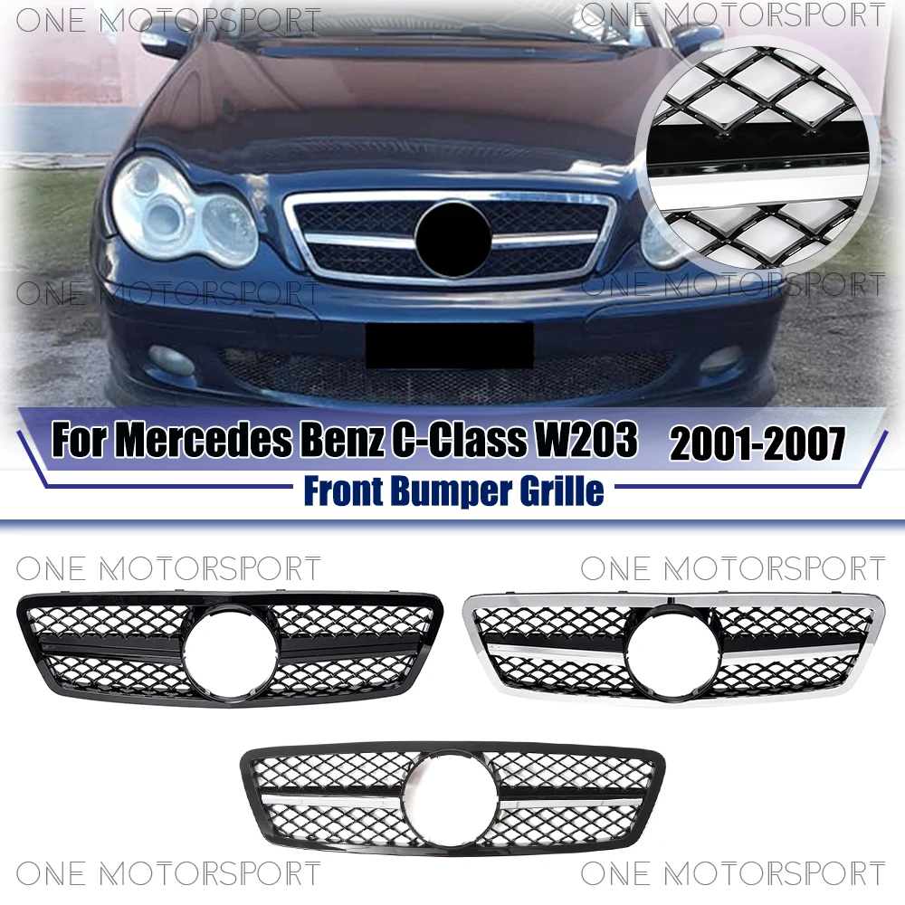 

Глянцевая черная верхняя решетка радиатора для Mercedes-Benz C-Class W203 2007-2013 C200 C230 C240 C280 C320 C350, передняя решетка в стиле A-образного бампера