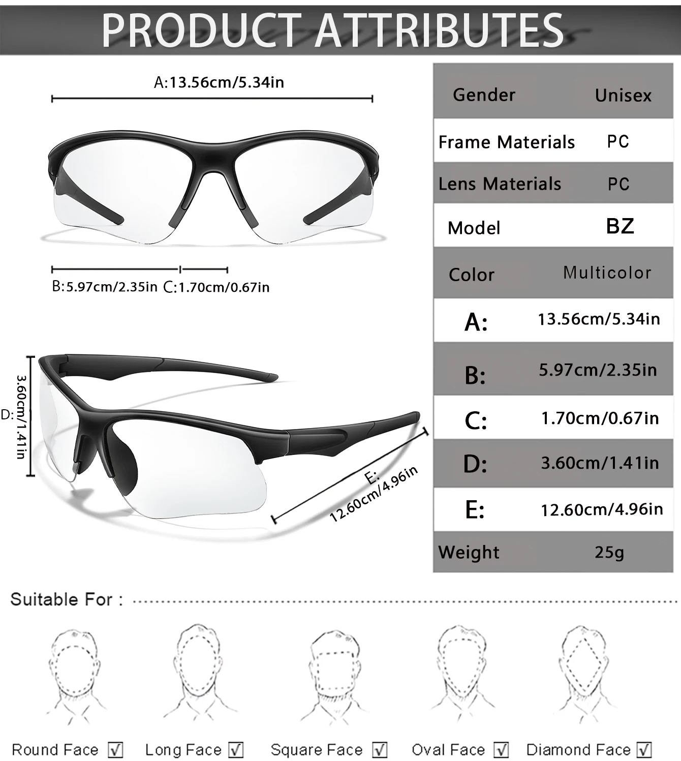 Photochrome Outdoor-Sport-Anglerbrille für Herren und Damen, MTB, Radfahren, Laufen, Wandern, Sonnenbrille, von Sonnenlicht zu Grau – Detail 3