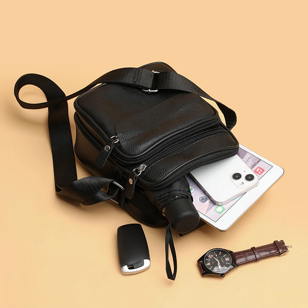 Heren Zakelijke Handtas Echt Lederen Vintage Crossbody Schoudertassen Waterdichte Mobiele Telefoon Tas Draagbare Messenger Bag