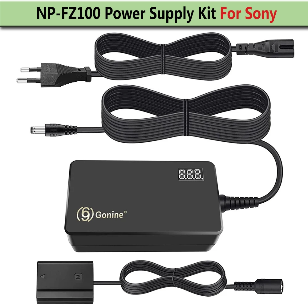 NP-FZ100 AC Power Adapter FZ100 DC Coupler Dummy Battery Kit for Sony Alpha A7 III A6600 A7C FX3 A7R3 A7R IV A7S III A9 A9R A9S