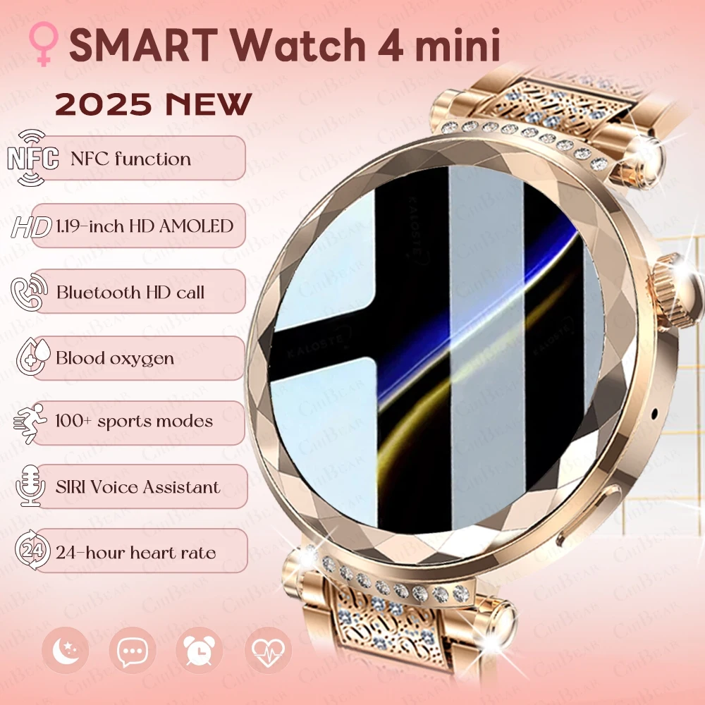 Fashion Watch 4 mini AMOLED AOD Smart Watch Women 390*390 HD Display Sport Custom Dial Watch NFC Bluetooth Call Smartwatch 2025