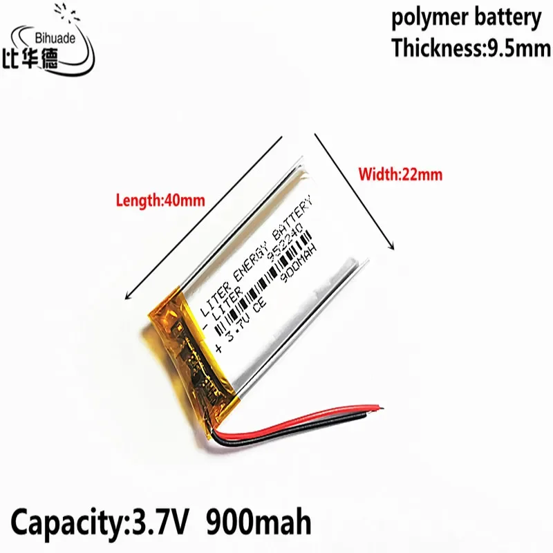 10pcs 3.7V 900MAH 952240 Lithium Polymer LiPo Rechargeable Battery For Mp3 headphone PAD DVD bluetooth camera