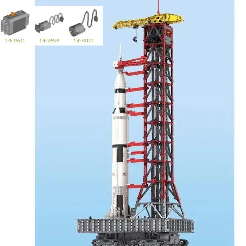 MOC-60088 Elektrische Orbiter Saturn V Rocket Tower Component Assemblage Bouwsteen Model 7706 Onderdelen Bouwstenen Kinderen Speelgoed