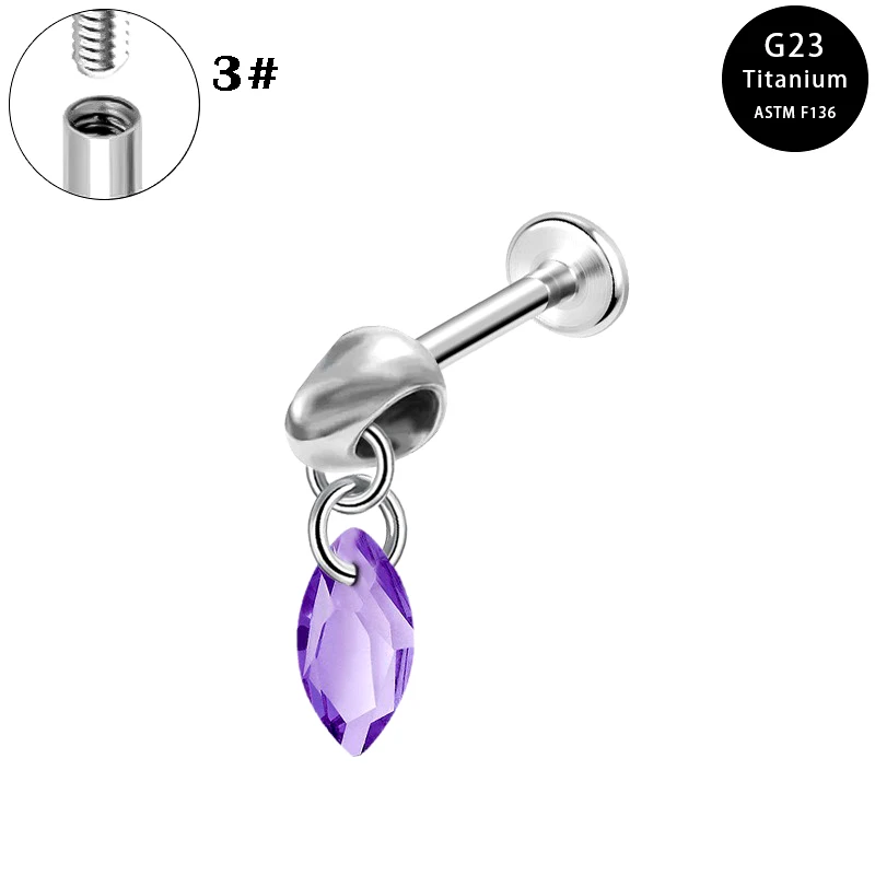 Bullet earrings, titanium alloy water droplet lip studs, body piercing accessories