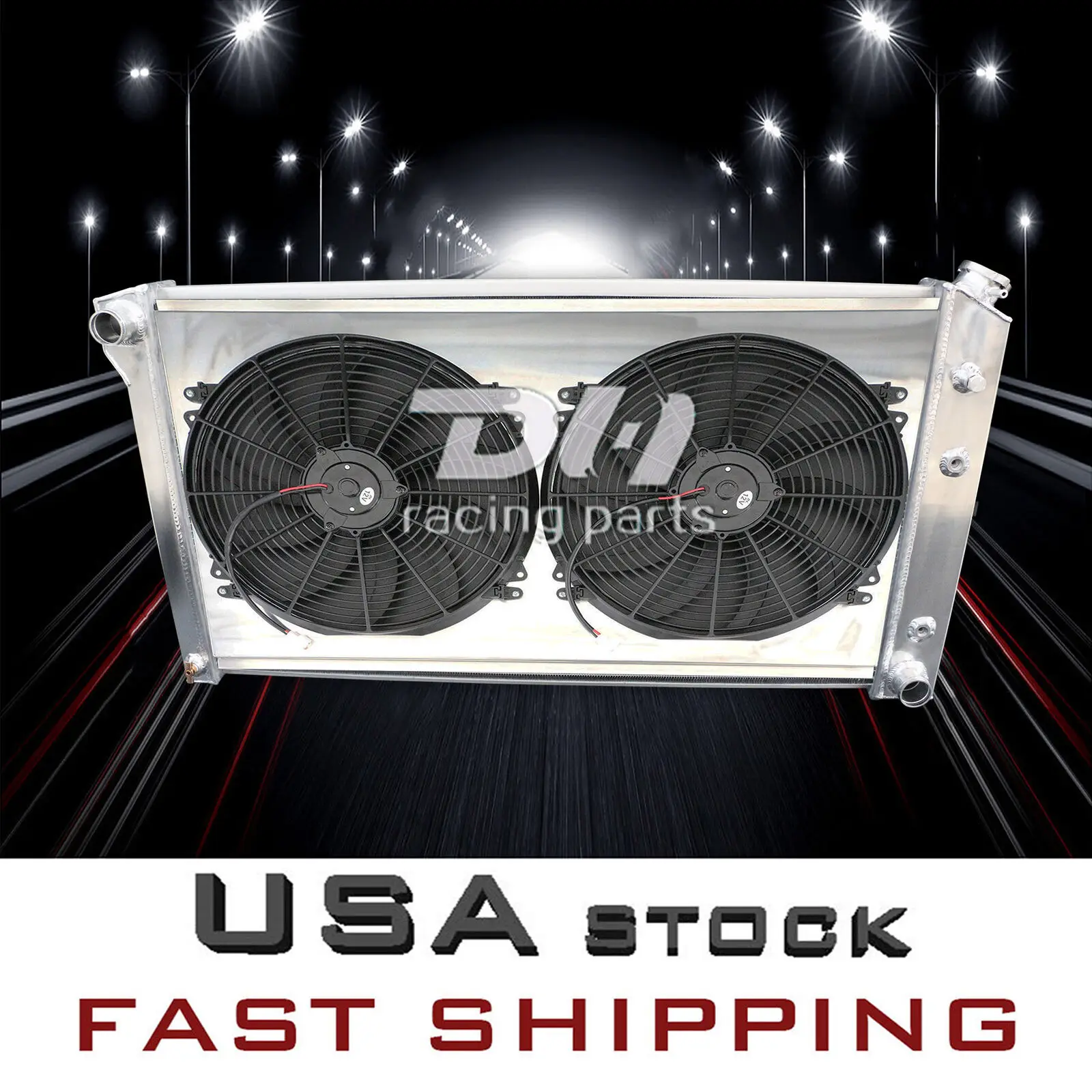 1989-1991 Chevy R2500 Suburban/GMC V3500 7.4L 3열 알루미늄 라디에이터+슈라우드 팬용