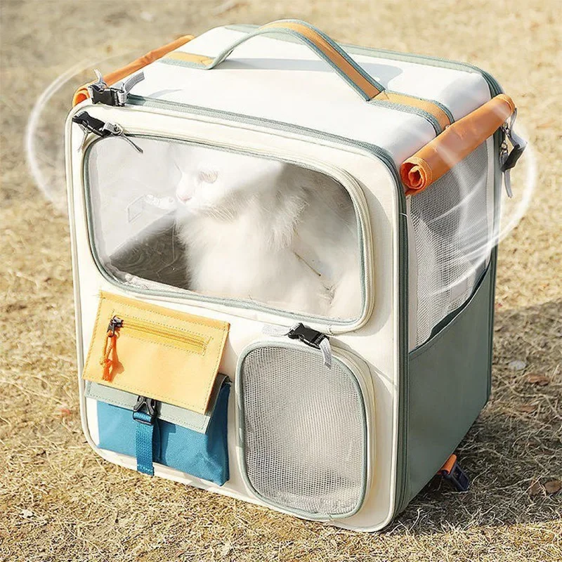 Cat Carrier Portable Cat Backpack Pet Double-Shoulder Bag Warm Travel Seat Godsend for Dogs Large Capacity Cat Box