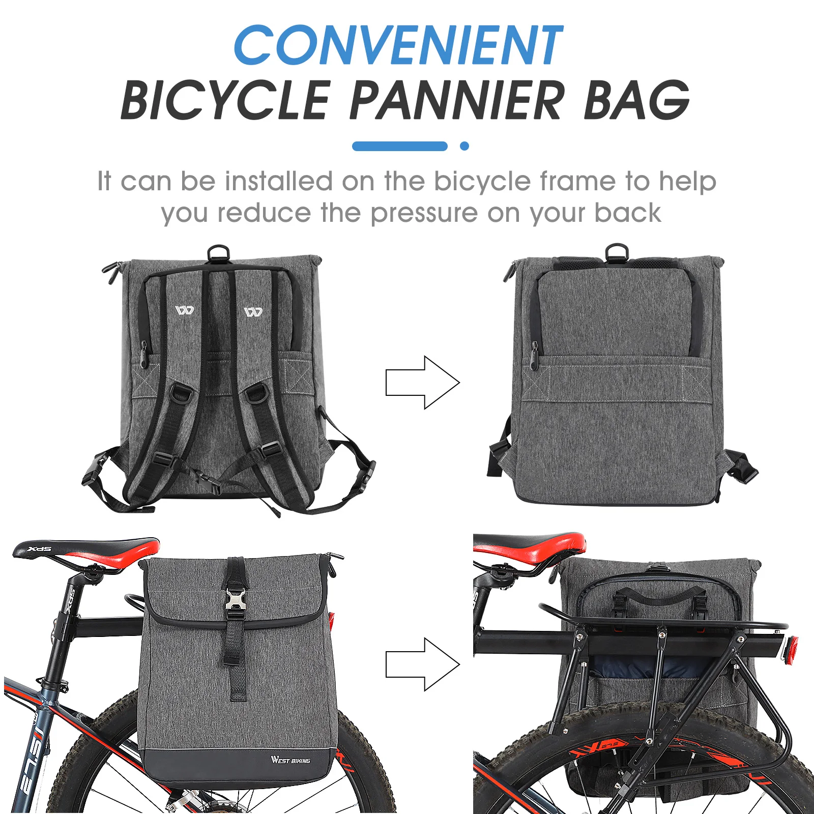 WEST BIKING Flap Roll Top Cycl - Cycling Commuter Backpack Laptop ulasan dan harga