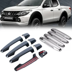 Mitsubishi Triton L200 ML MN MQ 2005 2006-2017 Black Chrome Exterior Door Handle Cover Trim Front Car Door Handle Car Accessorie