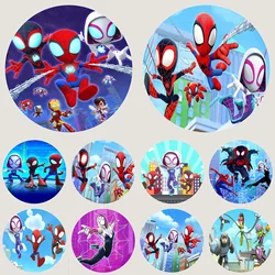 Round Disney Spidey and Amazing Friends Background Kids Birthday Party Backdrop Spider Circle Banner Photography Studios Props