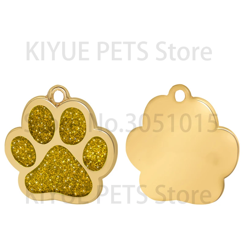 Wholesale 100Pcs Golden Paw Dog ID Tag Personalized Puppy ID Tag Pet Collar Accessories Custom Dogs Anti-lost Name Tags Pendant