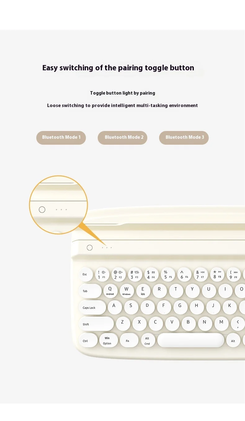 Actto B306 Bluetooth Wireless Keyboard Retro Office Circular Key Stand Slot Customized Keyboard for PC Gamer Accessories Gifts