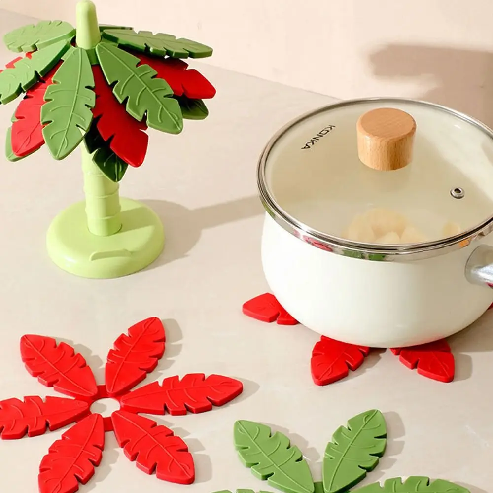 

Anti Scald Tree Shape Table Mat Creative Phone Stand Dishes Insulation Pad with Stand Heat Resistant Silicone Placemats