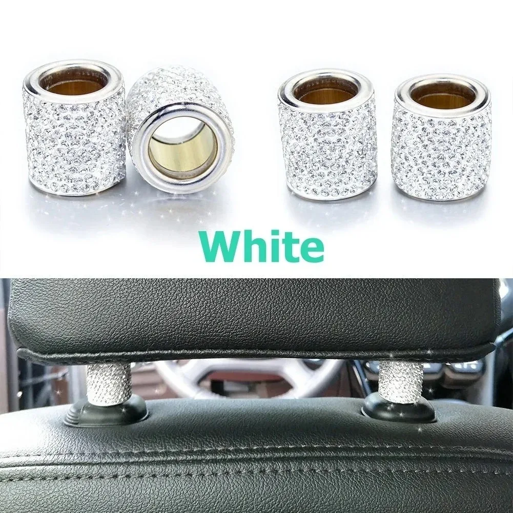 STONEGO Seat Rod Diamond Ring Car-styling Car Ornament Bling Icy Crystal Car Seat Headrest Collar Decor Interior Moulding