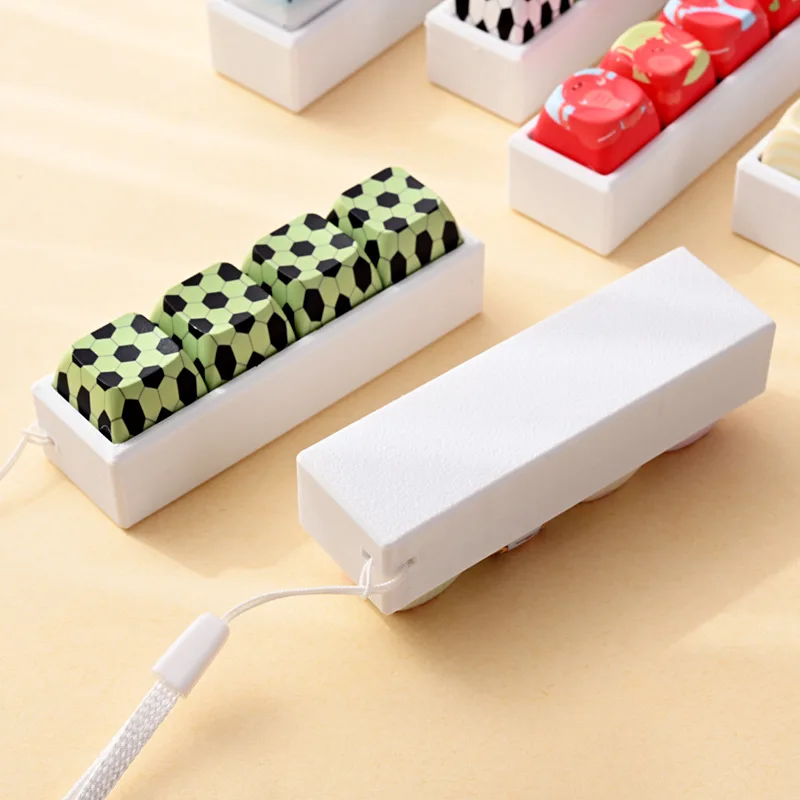 4pcs Creative Cartoon Cute Football Button Keycaps Pinch Music Keychain Small Pendant Hanger for Stress Relief