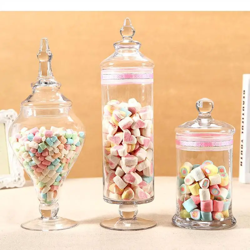 European Style with Lid Glass Jar Food Candy Decoration Dessert Table Arrangement Cover Household Storage Jars