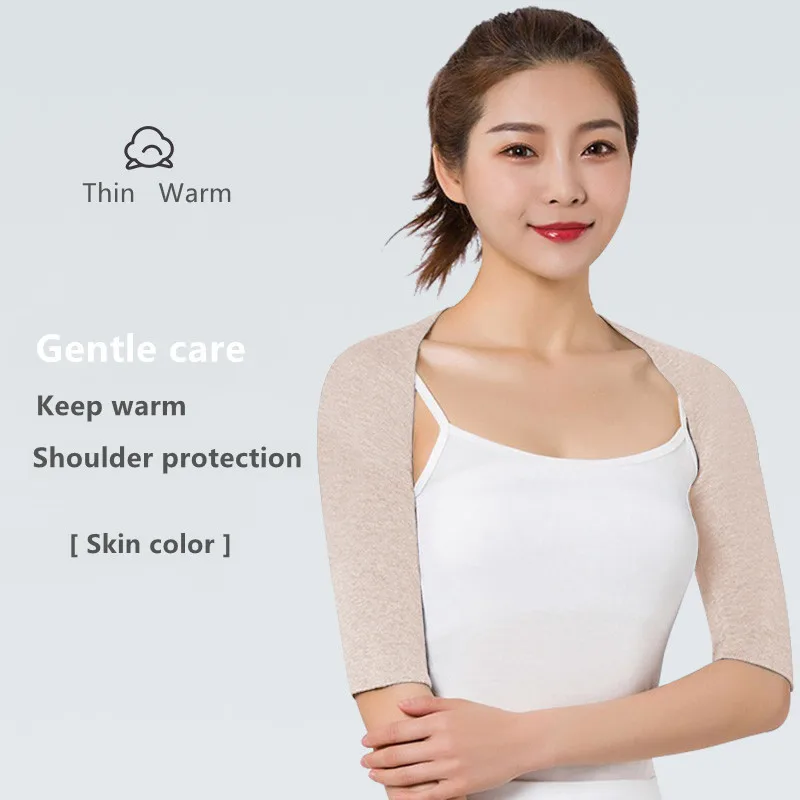 Wool Blend Double Shoulder Warmer Elastic Back Shoulder Support Brace Wrap with Long / Short Sleeves for Arthritis Pain Relief