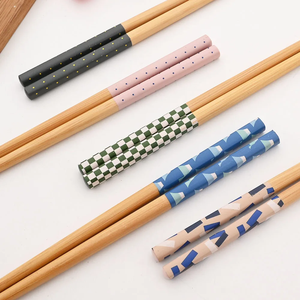 5 Pairs Reusable Non Slip Non Moldy Sushi Chopsticks Natural Bamboo and Wood Chopsticks Multi Color Wooden Chopsticks Set