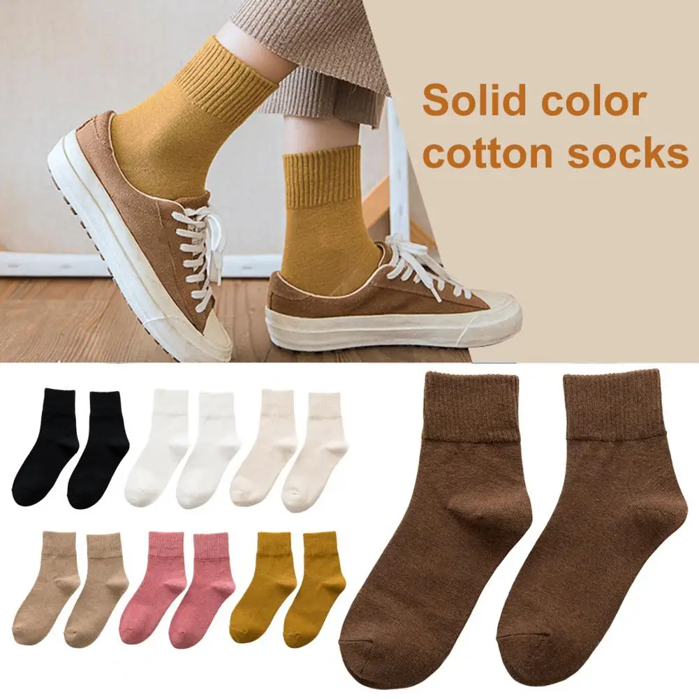 Non-pinch Women Socks Japanese Style Women's Mid-tube Sports Socks with High Elasticity Anti-slip Features Soft Warm for Active