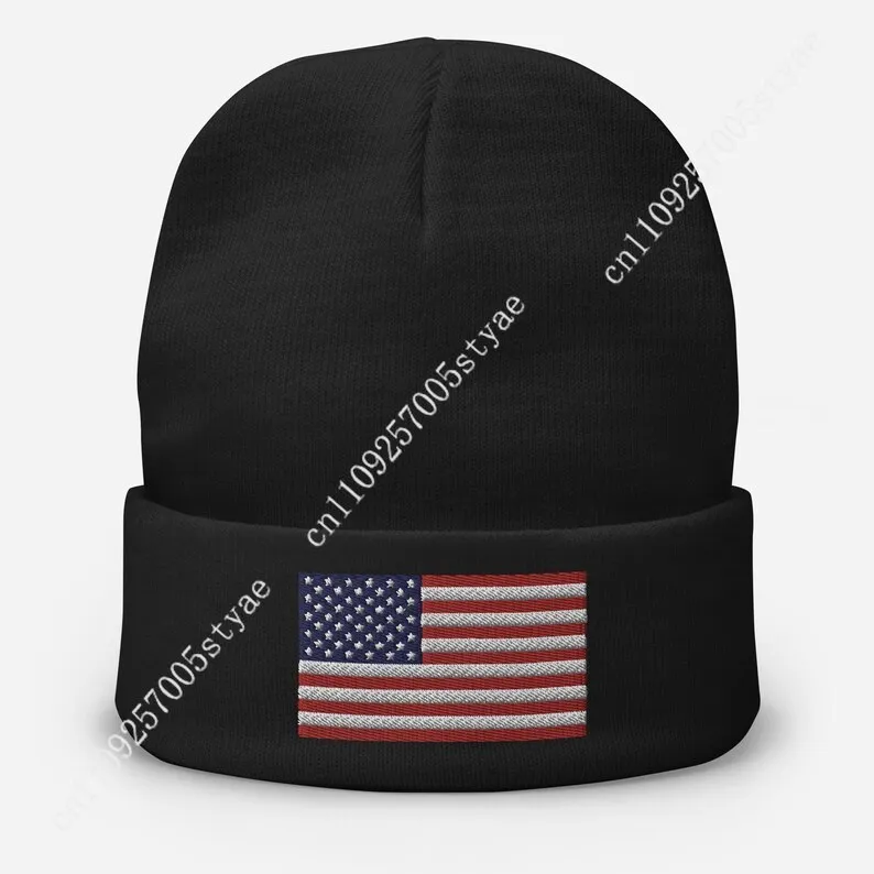 American Flag Beanie Men Women Embroidered Knit Hat Beanies Warm Winter Caps Soft Skull Cap Fashion Ski Hats Knitted Hat 2