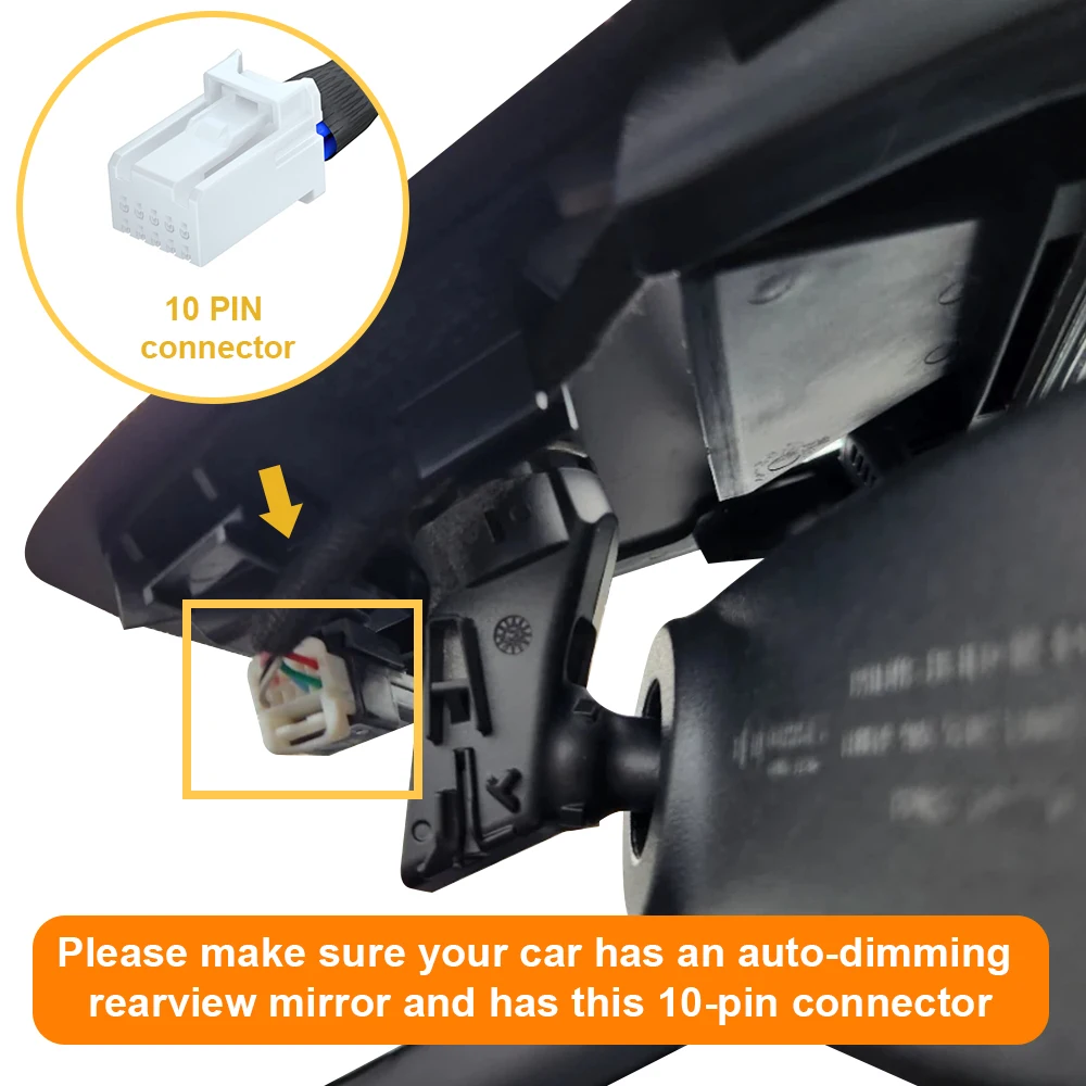 محول طاقة FitDVR Dash Cam (10-Pin) لمازدا، يتصل بمرآة الرؤية الخلفية ذات التعتيم التلقائي، مصدر طاقة USB، D3-026