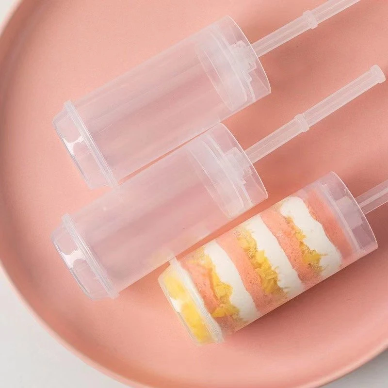 10pcs Push Up Cake Shooter Round Shape Clear Cake Holders Push Pops Plastic Containers with Lids for Ice Cream Baking Molding view 4