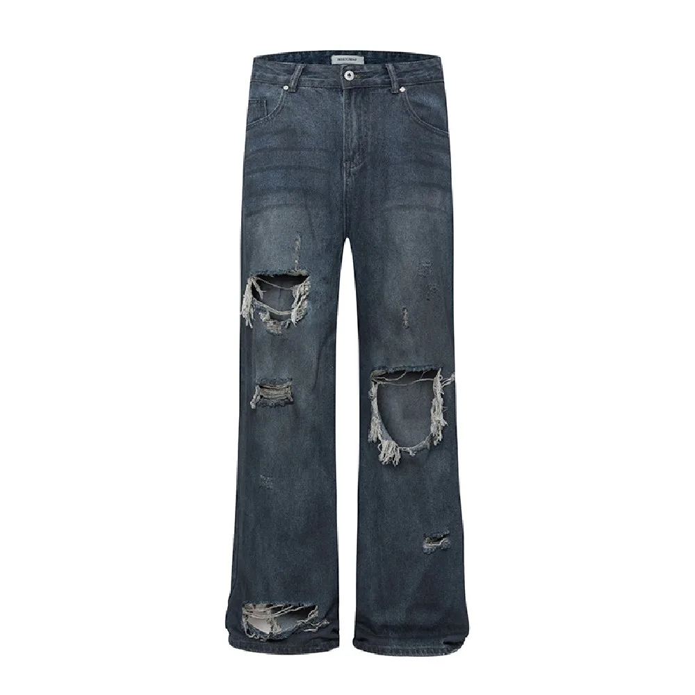 Torn Ripped Holes Distressed Baggy Women's Jeans Academia Grunge Goth Punk Pants Trousers for Women Girls Streetwear Winter Fall