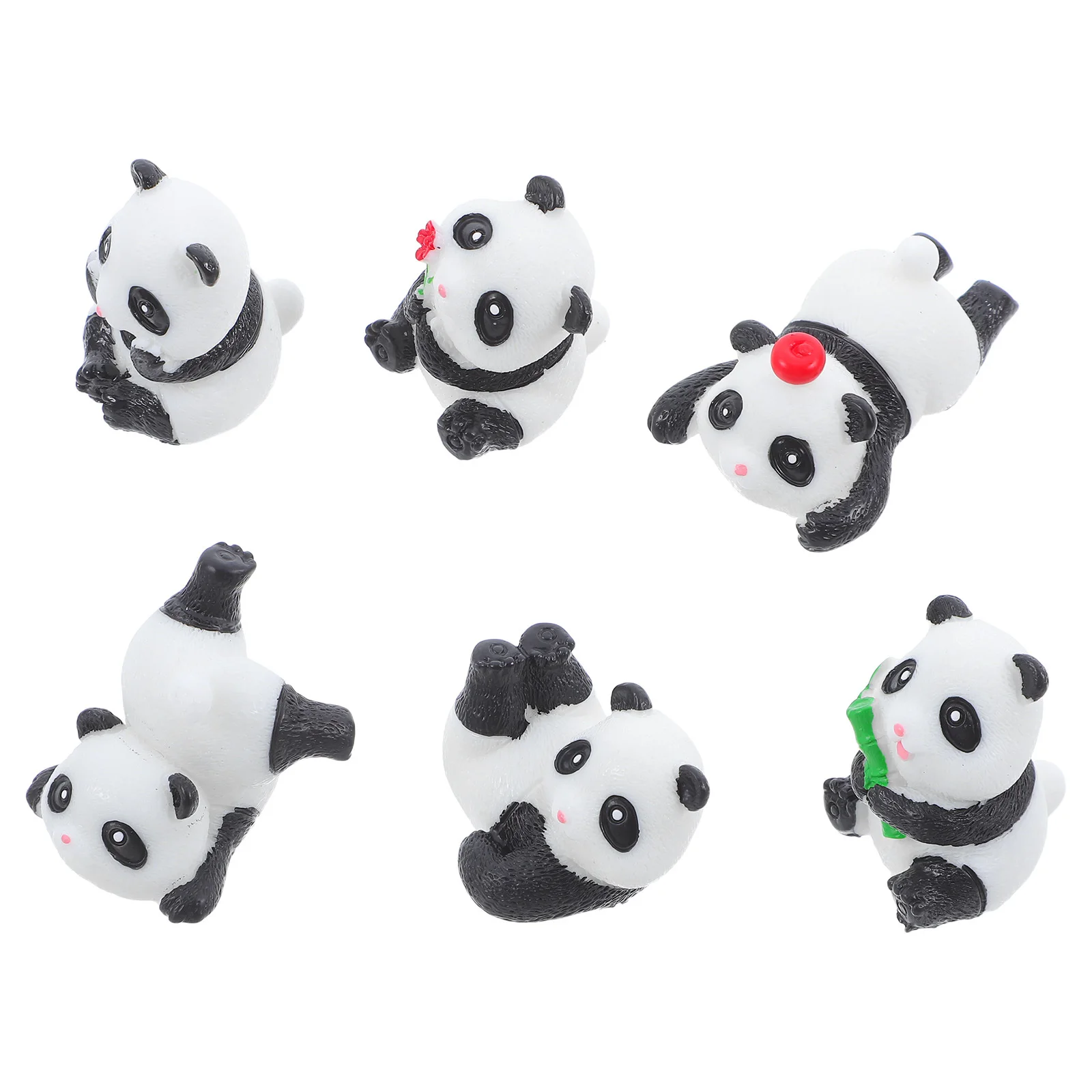 

6 шт., маленькие украшения в виде панды, полимерные микропейзажные статуи для сада, сделай сам, настольные вечерние сувениры, топперы для торта, химерный дом