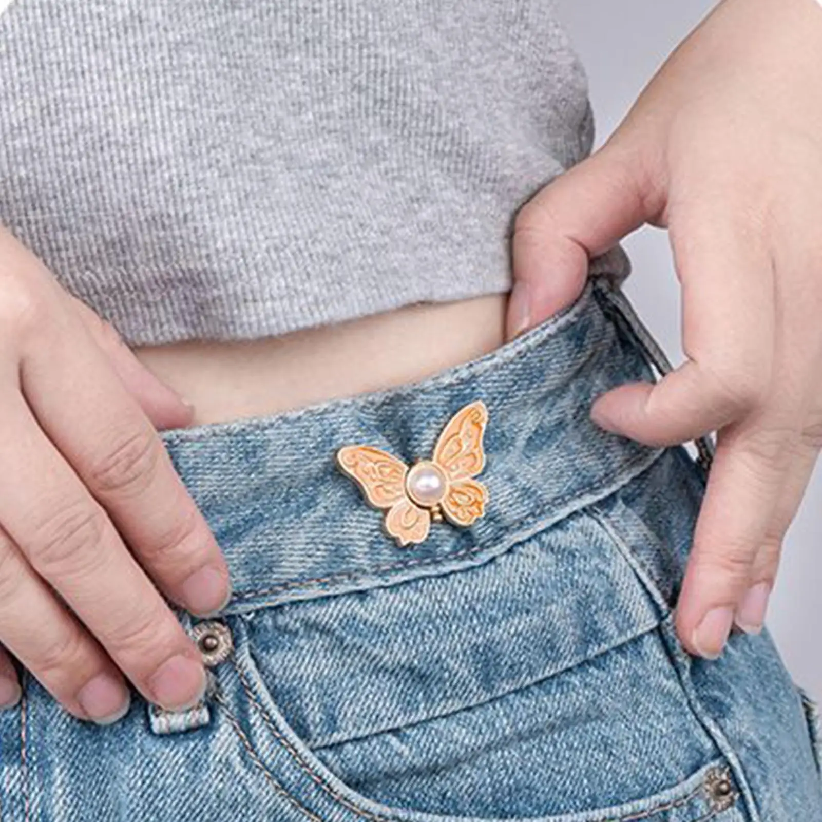 Botão Ajustável Borboleta para Calças e Saias - Clipe Retrátil para Ajustar a Cintura