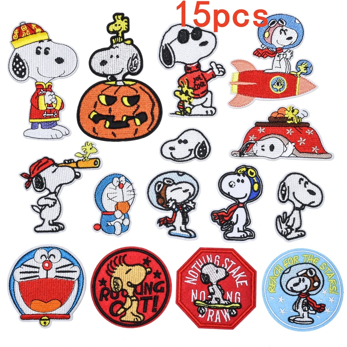 

13/15piece Snoopy Dog Pattern Embroidered Patches Iron-On/Sew-On Animal Self-Adhesive Clothing Appliques DIY materials