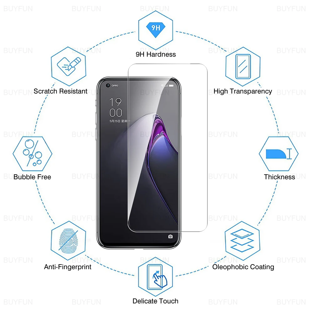 4PCS HD Protective Glass Film For Oppo Reno8 Tempered Glass Screen Protector For Appo Orro Oppo Reno8 Appo Orro Reno 8Pro Plus