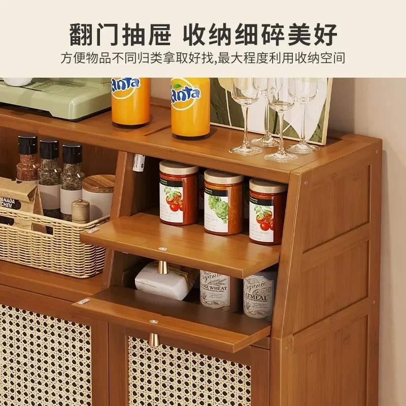 Kitchen side cabinet, retro, living room storage, floor-to-ceiling cabinet, integrated storage of coffee against the wall, tea