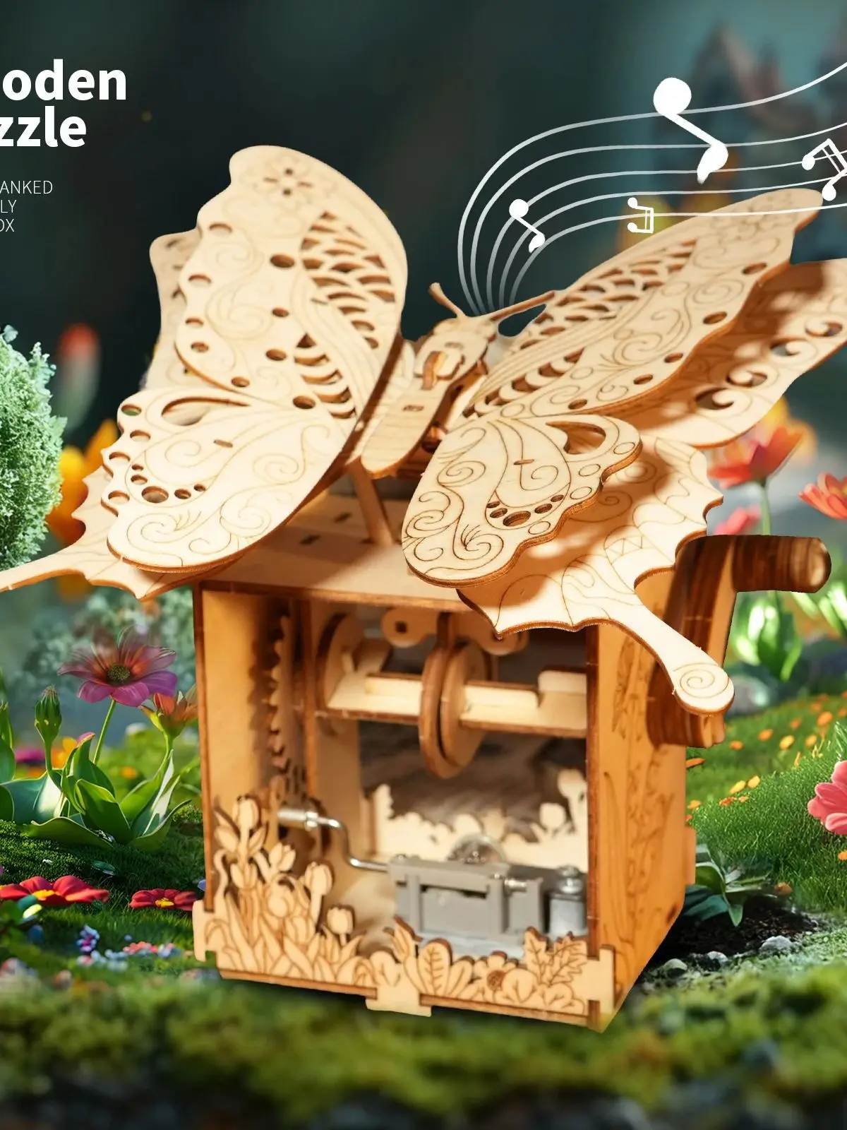

3D Wooden Puzzle for Adults Butterfly Music Box Model Kits DIY Handmade Brthdays Christmas Gifts
