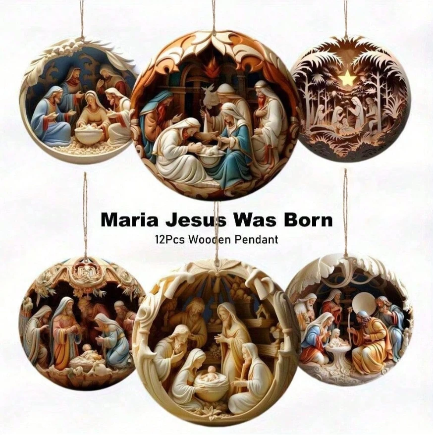 12 Pieces Wooden Nativity Scene Decoration Set - Perfect For Home, Holiday Decoration, Holiday Gifts