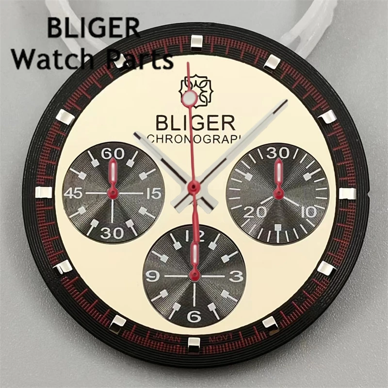 BLIGER 31.5mm VK63 Quartz movement Watch dial Luminous hands VK63 movements replacement accessories