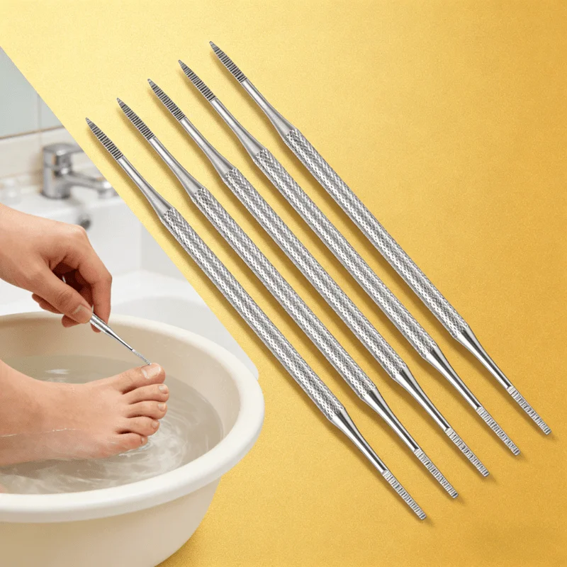 1/3/5pcs Russian-Style Double-Headed Cuticle Remover Tool Stainless Steel Pusher. Toenail Lifter Set - for Ingrown Toenails