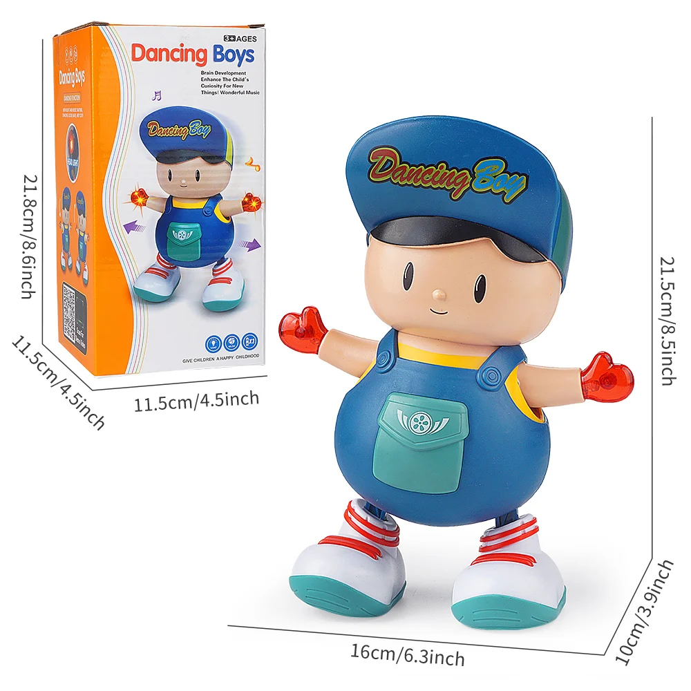 Muñeco pequeño bailando eléctrico con luces coloridas, música dinámica, caminar y columpio, juguete de regalo de cumpleaños para niños, 3 pilas AA autopesanadas