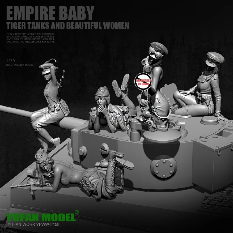 

1/35 Resin Model Figure Five Beautiful Tank Soldiers Gk Micro Miniature 3d Printed White Model Toy Unassembled And Unpainted Kit
