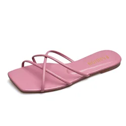 Shoes for Women Plus Size 35-43 Summer Women Outside Flat Slippers Flip Flops Casual Candy Color Sandals Zapatos De Mujer