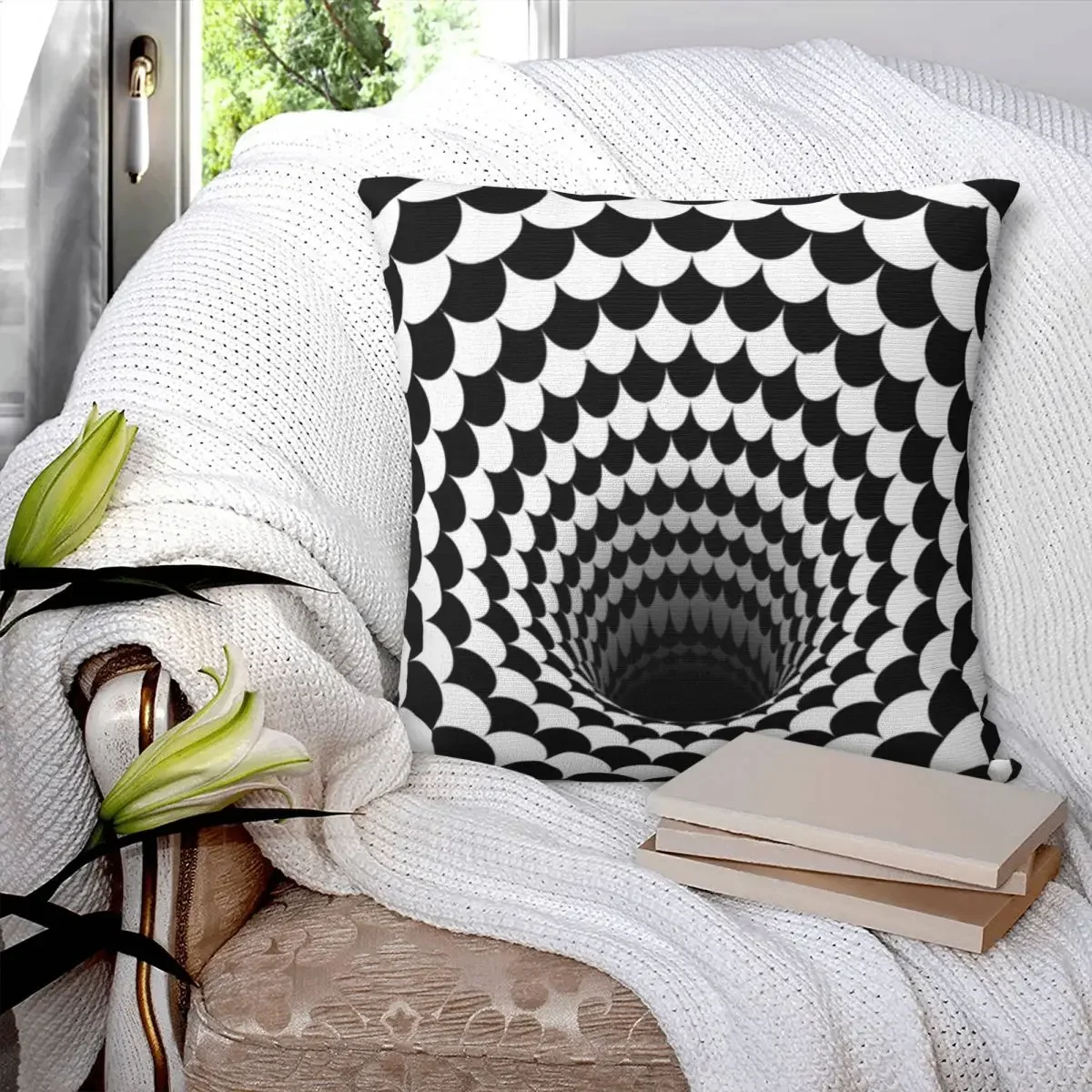 Optical Illusion Black Hole Scales Pillowcase Polyester Pillows Cover Cushion Comfort Throw Pillow Sofa Decorative Cushions Used