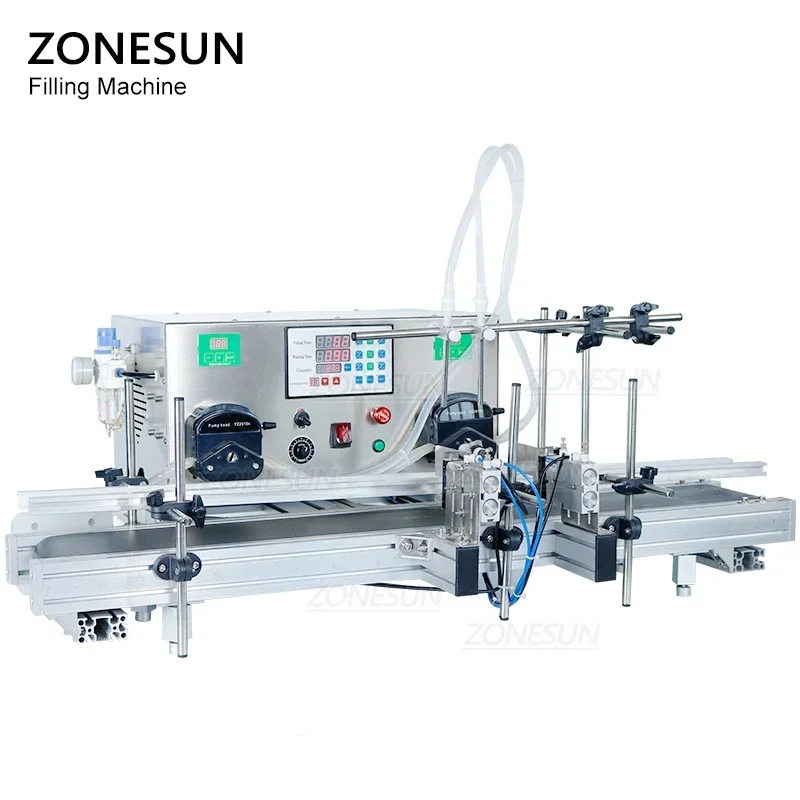 ZONESUN ZS-DTPP-2 منضدية أوتوماتيكية مزدوجة الرؤوس زيت صالحة للأكل زجاجة سائلة آلة تعبئة المضخة التمعجية #6