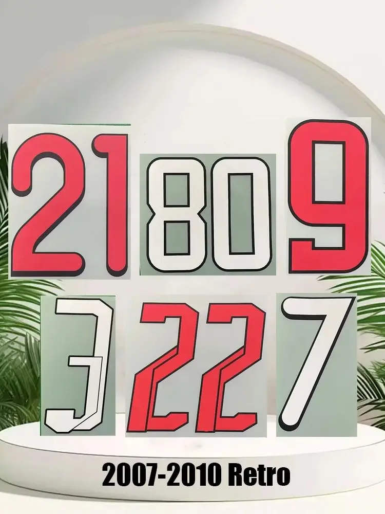 Impression de nom et de numéro de football rétro M1lan 2007-2010, 2007 2008 2009 2010, personnalisation du nom et du numéro, badge de football à transfert thermique