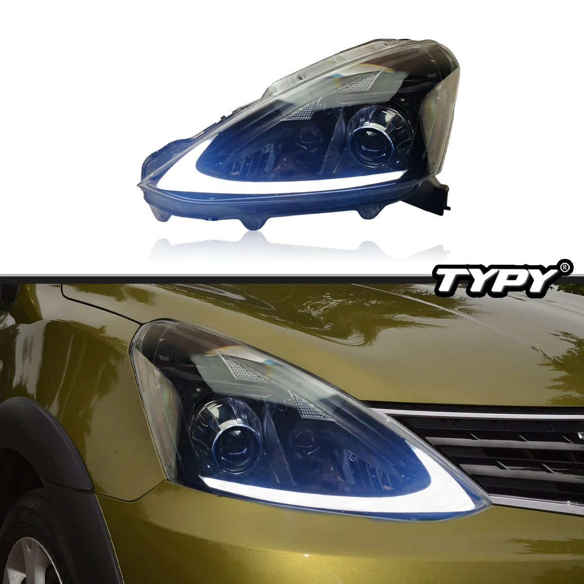

TYPY новая светодиодная фара, обновленная, модифицированная для Nissan Livina, фара 2013-2017, динамический сигнал, автоаксессуары